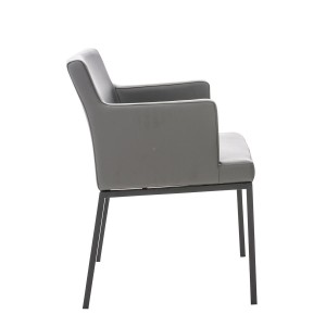 Silla de Confidente NICOLE, Patas Metálicas Negras, Piel Negra