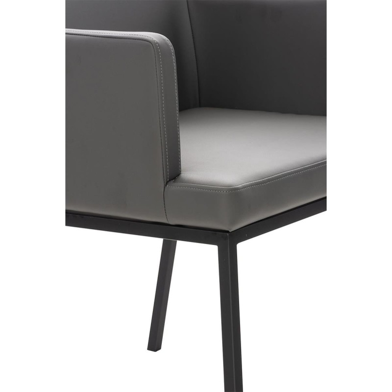 Silla de Confidente NICOLE, Patas Metálicas Negras, Piel Negra
