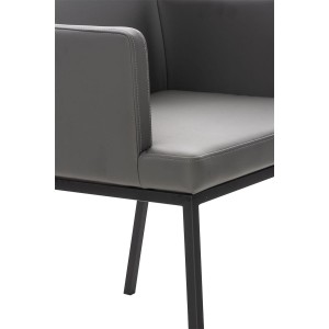 Silla de Confidente NICOLE, Patas Metálicas Negras, Piel Negra