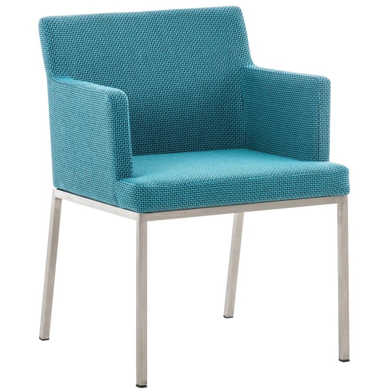 Silla de Confidente NICOLE TELA, Patas en Acero Inoxidable, Azul