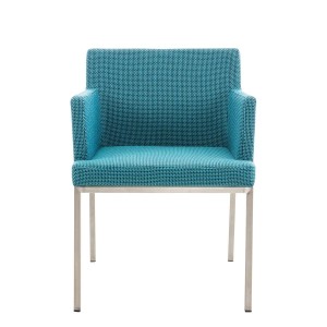 Silla de Confidente NICOLE TELA, Patas en Acero Inoxidable, Azul