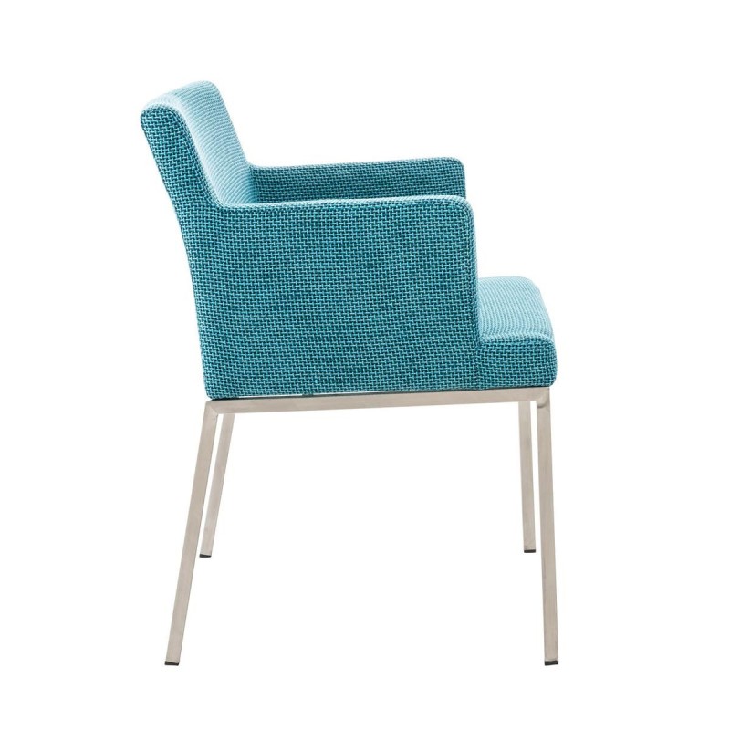 Silla de Confidente NICOLE TELA, Patas en Acero Inoxidable, Azul
