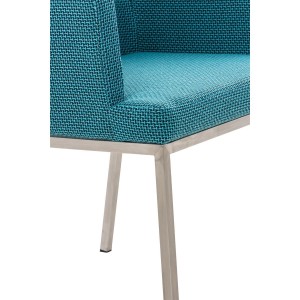 Silla de Confidente NICOLE TELA, Patas en Acero Inoxidable, Azul