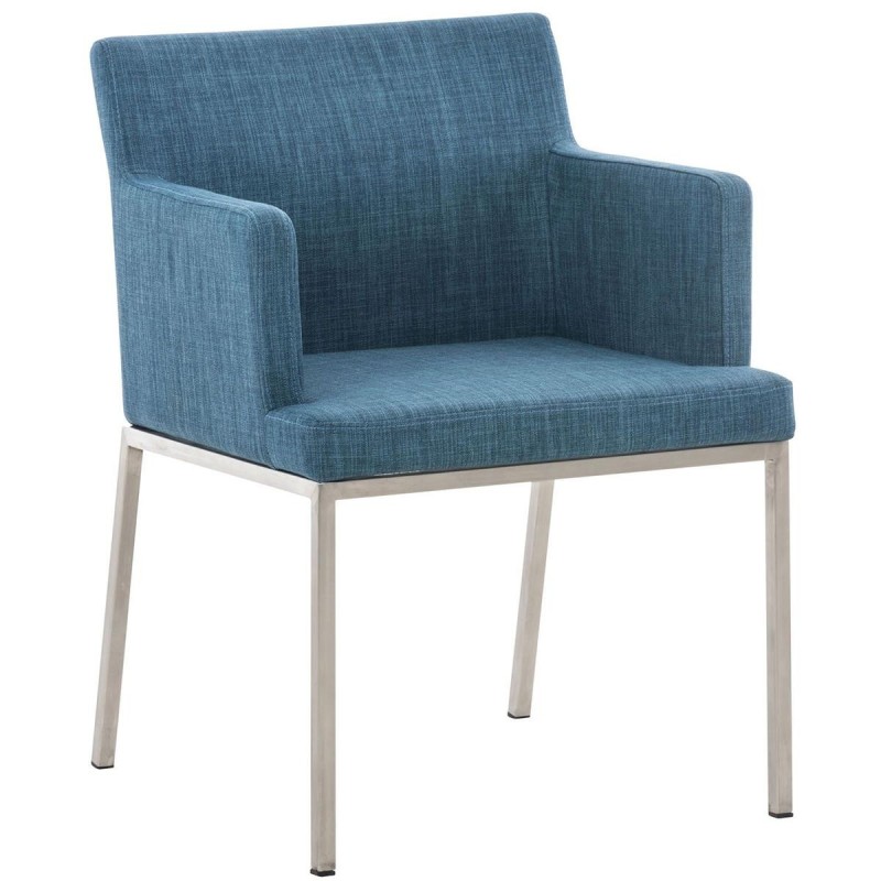 Silla de Confidente NICOLE TELA, Patas en Acero Inoxidable, Azul
