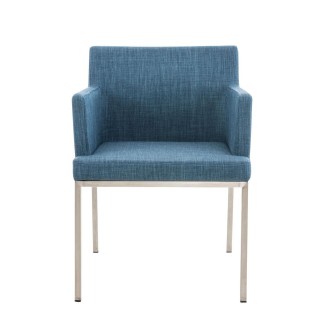 Silla de Confidente NICOLE TELA, Patas en Acero Inoxidable, Azul 2