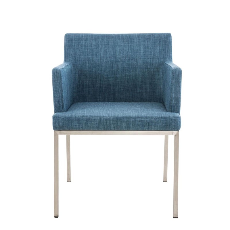 Silla de Confidente NICOLE TELA, Patas en Acero Inoxidable, Azul