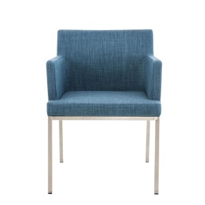 Silla de Confidente NICOLE TELA, Patas en Acero Inoxidable, Azul