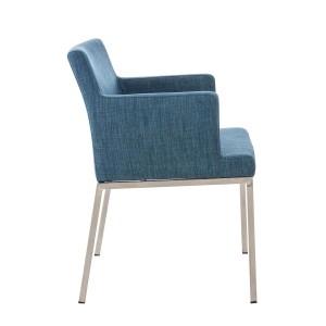 Silla de Confidente NICOLE TELA, Patas en Acero Inoxidable, Azul