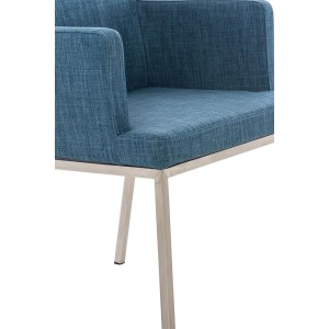 Silla de Confidente NICOLE TELA, Patas en Acero Inoxidable, Azul