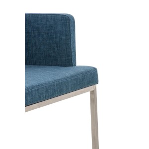 Silla de Confidente NICOLE TELA, Patas en Acero Inoxidable, Azul