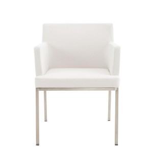 Silla de Confidente NICOLE TELA, Patas en Acero Inoxidable, Azul