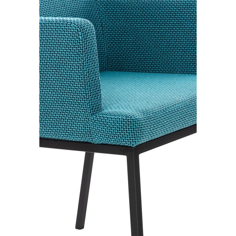 Silla de Confidente NICOLE TELA, Patas Metálicas Negras, Azul