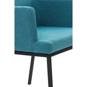 Silla de Confidente NICOLE TELA, Patas Metálicas Negras, Azul