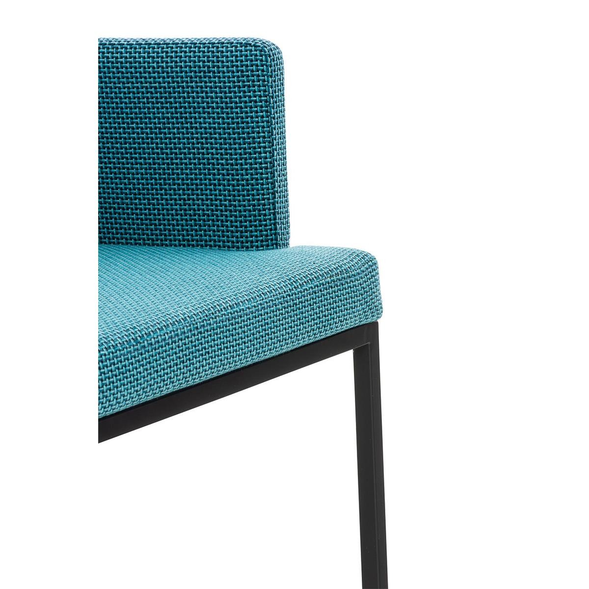 Silla de Confidente NICOLE TELA, Patas Metálicas Negras, color Azul