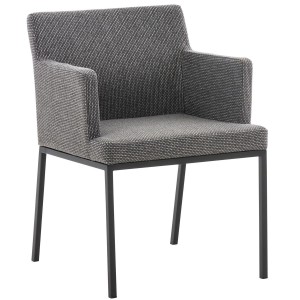 Silla de Confidente NICOLE TELA, Patas Metálicas Negras, Azul