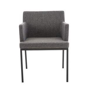 Silla de Confidente NICOLE TELA, Patas Metálicas Negras, Azul