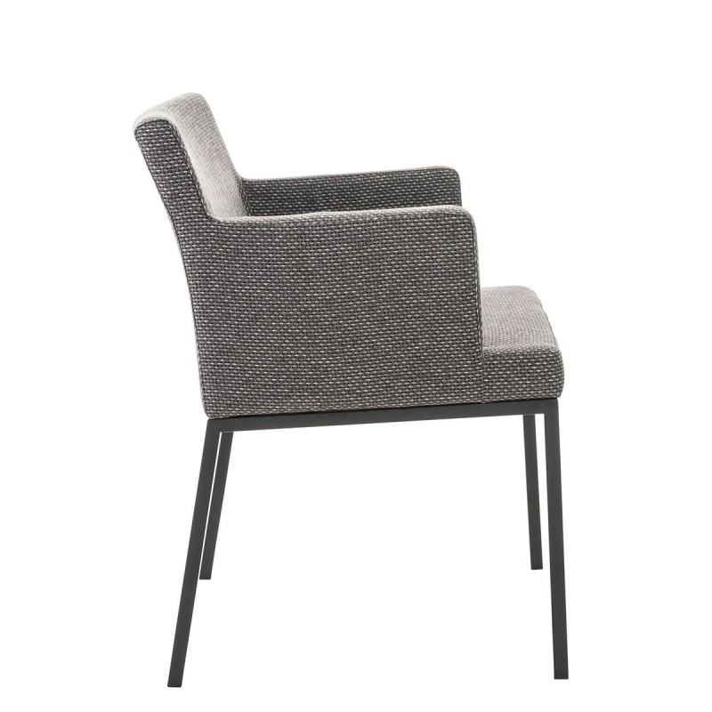 Silla de Confidente NICOLE TELA, Patas Metálicas Negras, Azul
