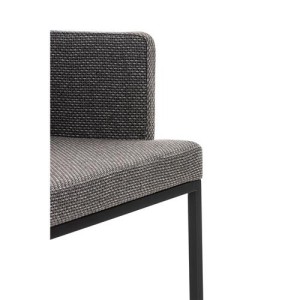 Silla de Confidente NICOLE TELA, Patas Metálicas Negras, Azul