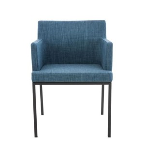 Silla de Confidente NICOLE TELA, Patas Metálicas Negras, Azul