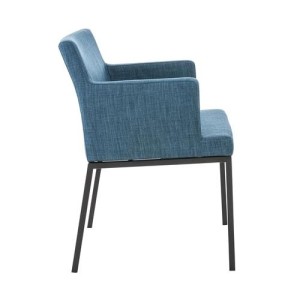 Silla de Confidente NICOLE TELA, Patas Metálicas Negras, Azul