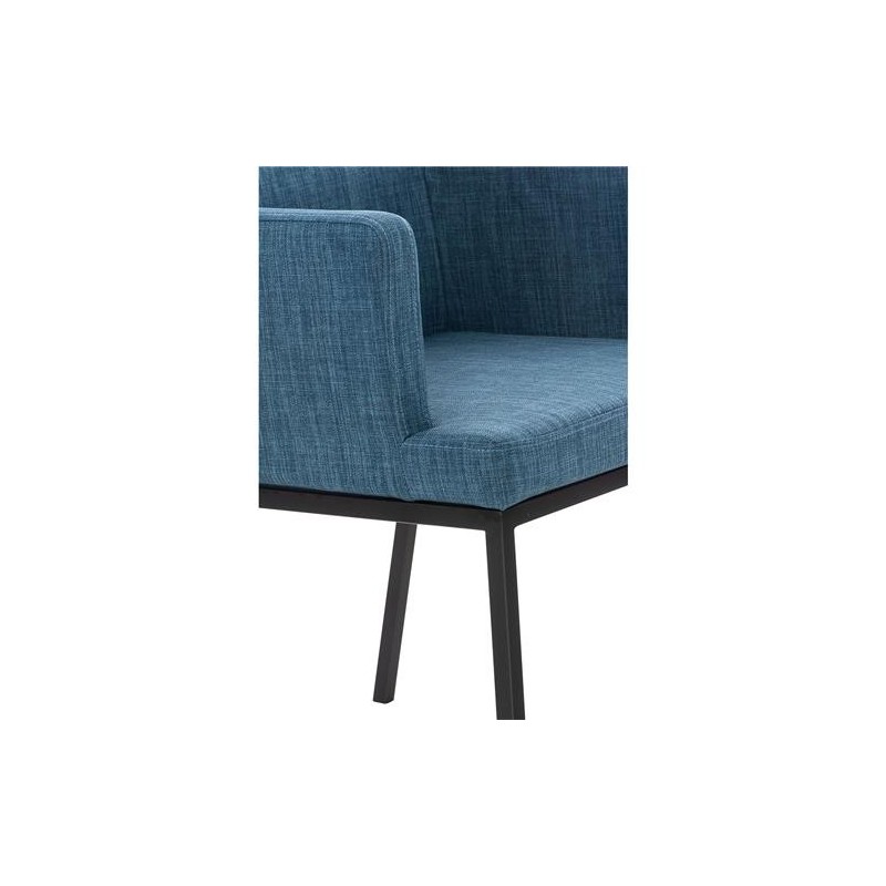 Silla de Confidente NICOLE TELA, Patas Metálicas Negras, Azul