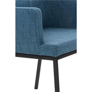 Silla de Confidente NICOLE TELA, Patas Metálicas Negras, Azul