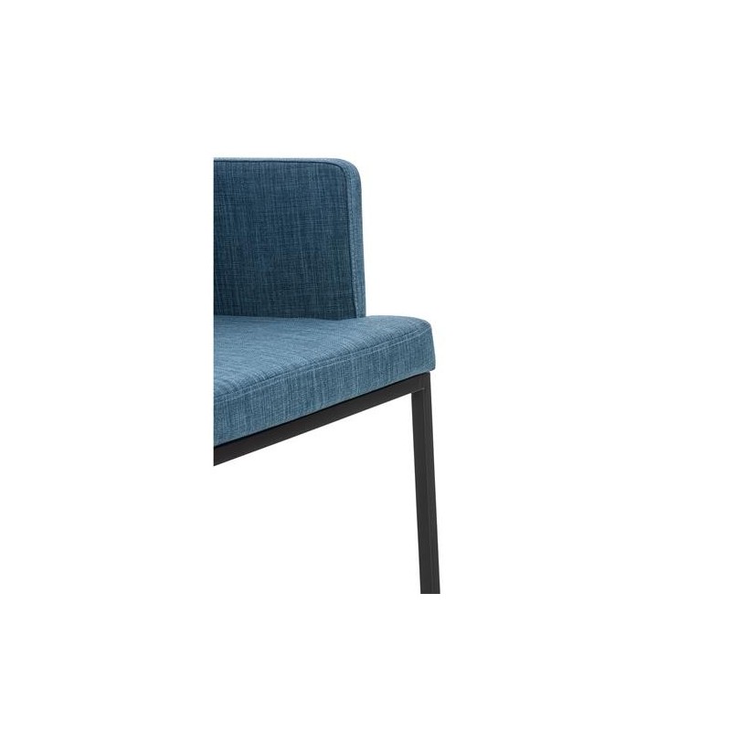 Silla de Confidente NICOLE TELA, Patas Metálicas Negras, Azul