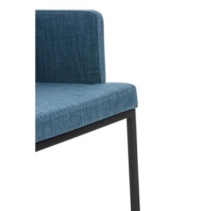 Silla de Confidente NICOLE TELA, Patas Metálicas Negras, Azul
