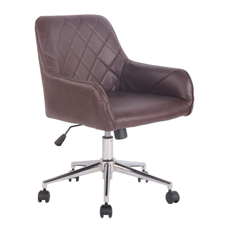 Silla de Oficina DARRY, en Piel con Costuras, Negro