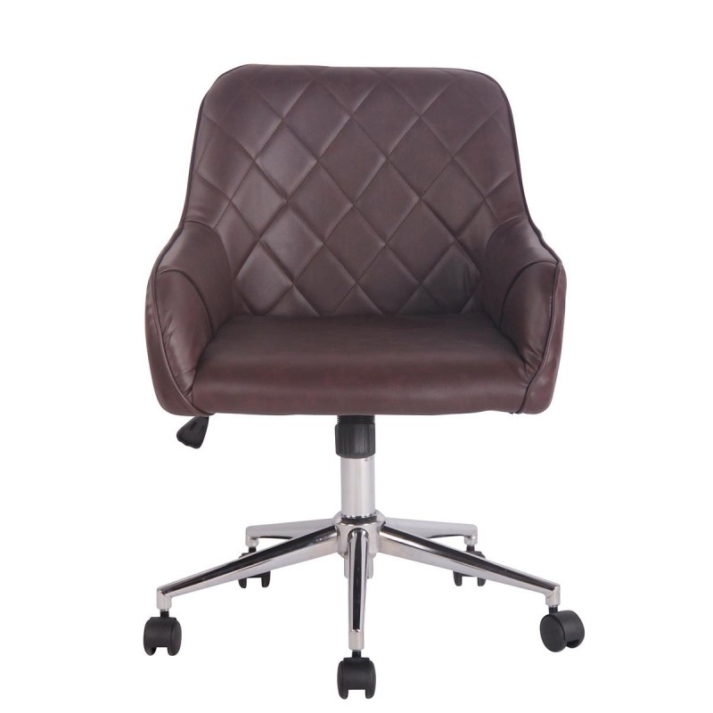 Silla de Oficina DARRY, en Piel con Costuras, Negro