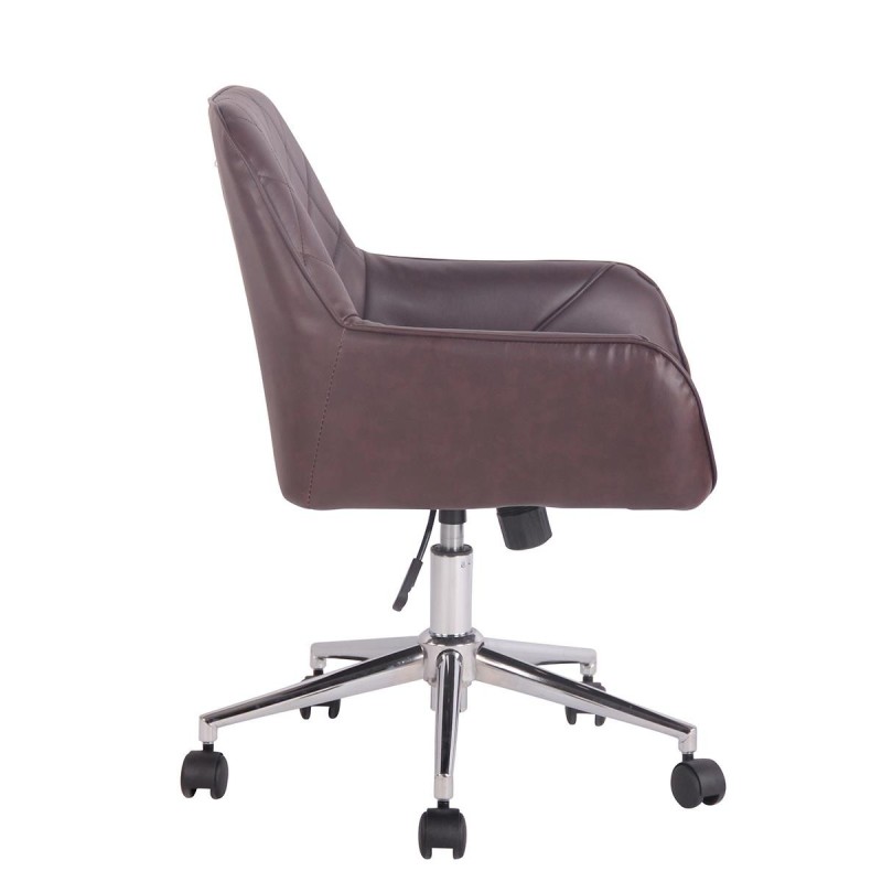 Silla de Oficina DARRY, en Piel con Costuras, Negro