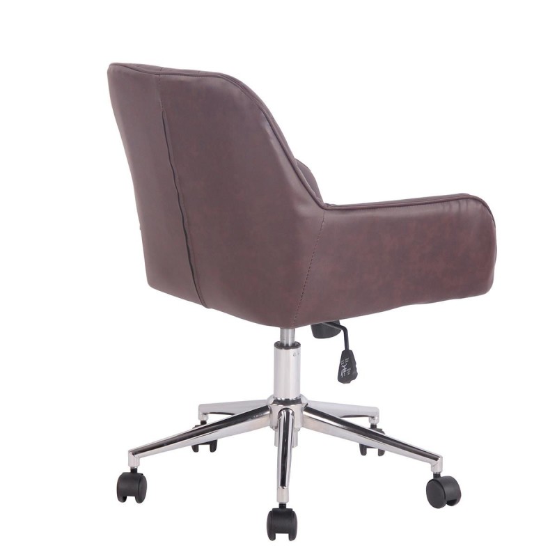 Silla de Oficina DARRY, en Piel con Costuras, Negro