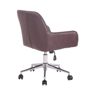 Silla de Oficina DARRY, en Piel con Costuras, Negro