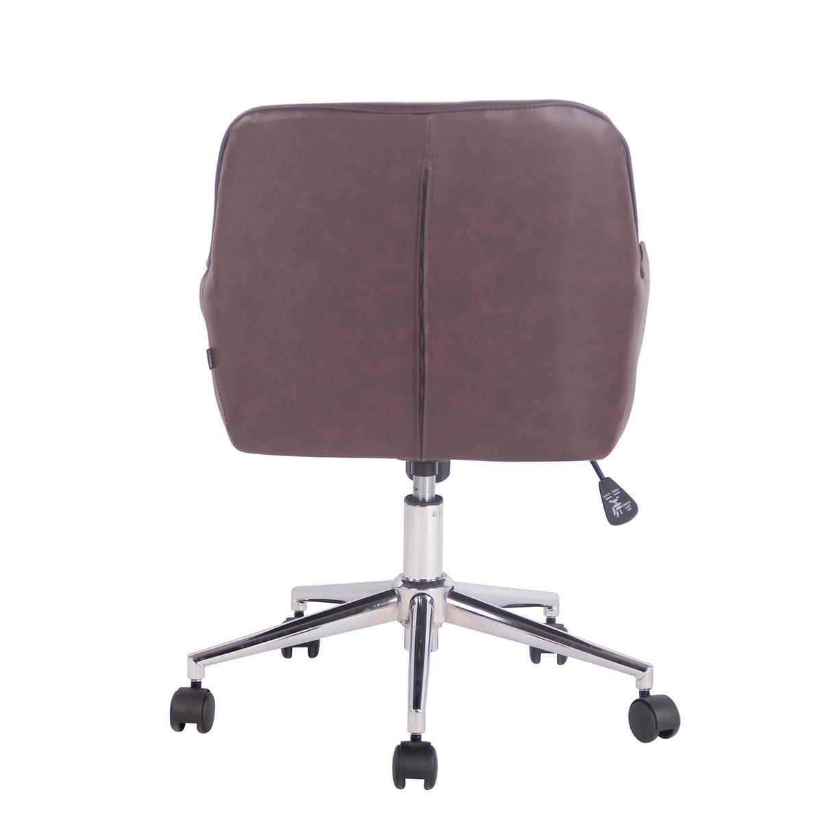 Silla de Oficina DARRY, Estructura Metálica, en Piel con Costuras, Negro