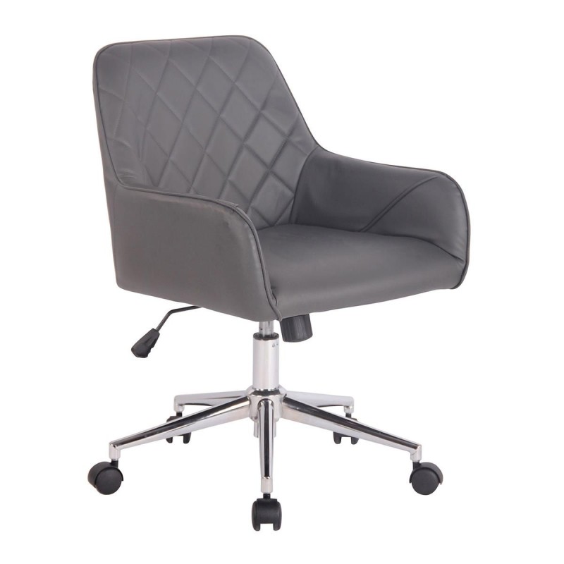 Silla de Oficina DARRY, en Piel con Costuras, Negro