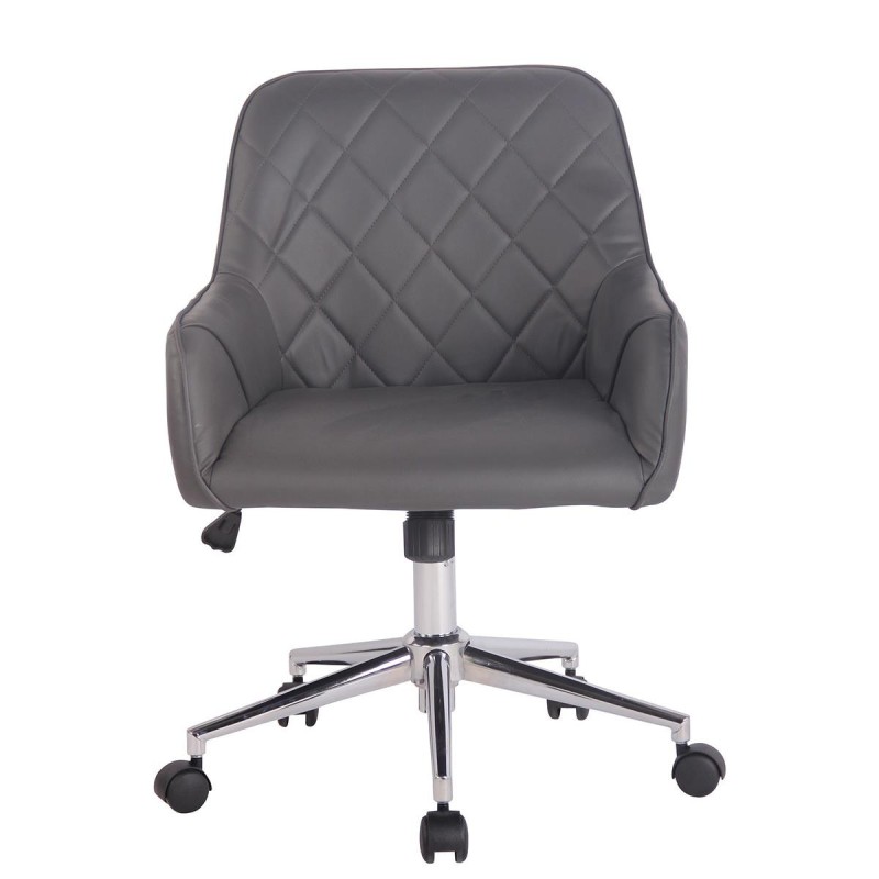 Silla de Oficina DARRY, en Piel con Costuras, Negro