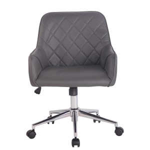 Silla de Oficina DARRY, en Piel con Costuras, Negro