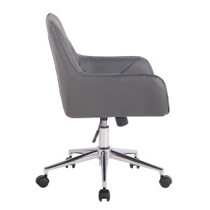 Silla de Oficina DARRY, en Piel con Costuras, Negro