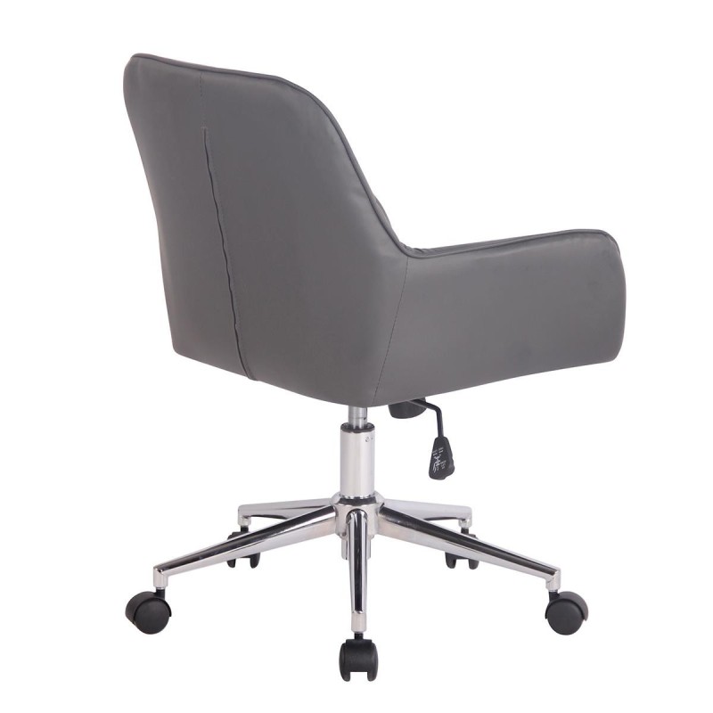 Silla de Oficina DARRY, en Piel con Costuras, Negro