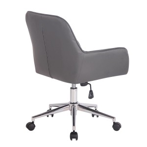 Silla de Oficina DARRY, en Piel con Costuras, Negro