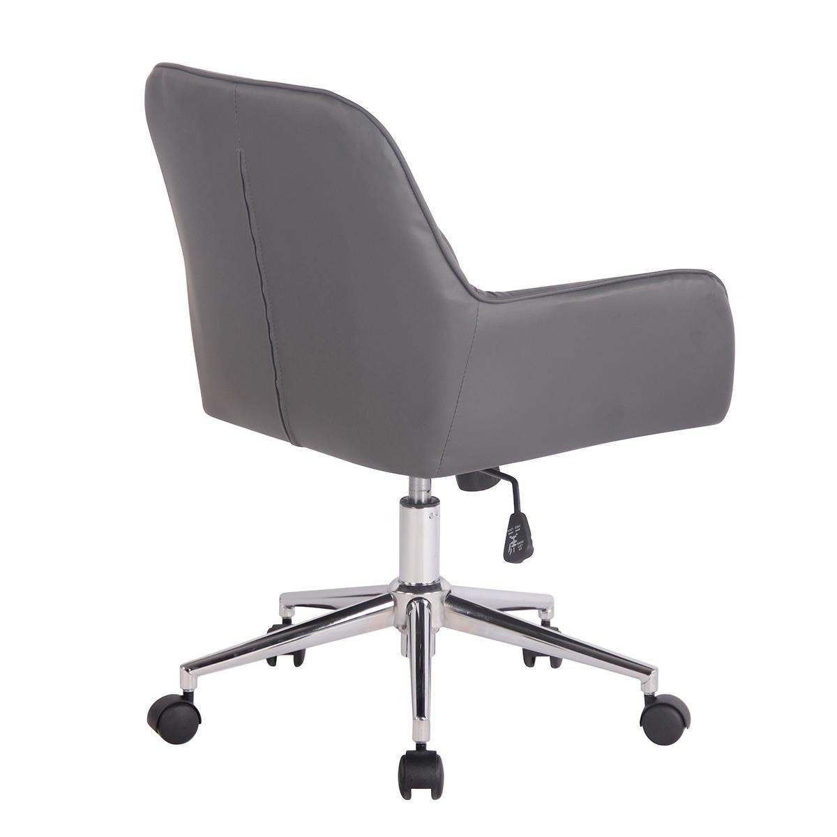 Silla de Oficina DARRY, Estructura Metálica, en Piel con Costuras, Negro