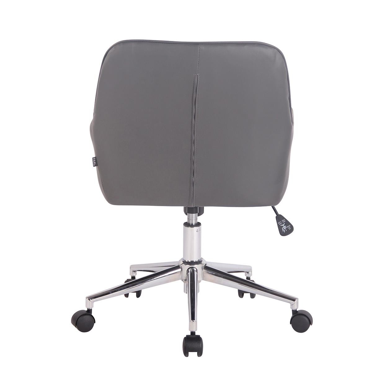 Silla de Oficina DARRY, Estructura Metálica, en Piel con Costuras, Negro
