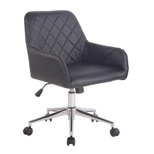 Silla de Oficina DARRY, en Piel con Costuras, Negro