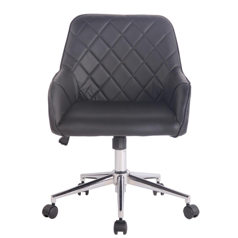 Silla de Oficina DARRY, en Piel con Costuras, Negro