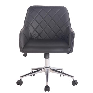 Silla de Oficina DARRY, en Piel con Costuras, Negro