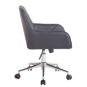 Silla de Oficina DARRY, en Piel con Costuras, Negro