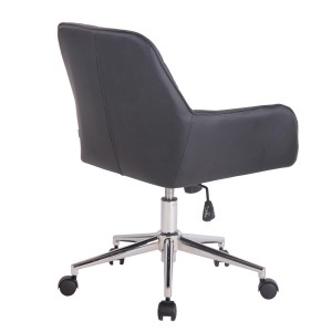Silla de Oficina DARRY, en Piel con Costuras, Negro