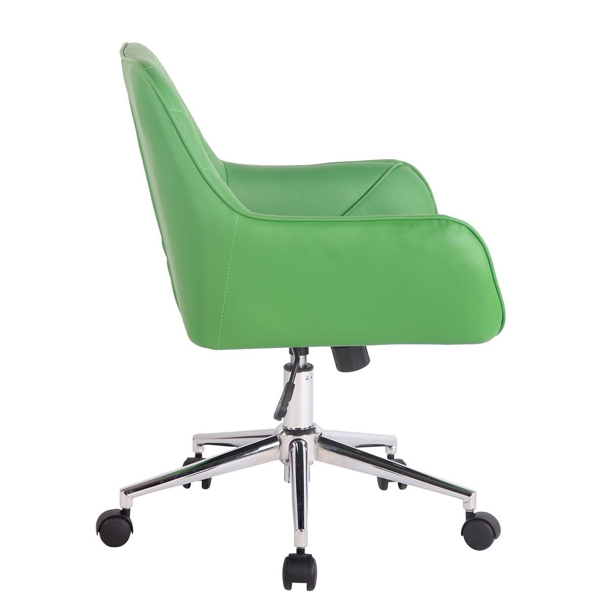 Silla de Oficina DARRY, Estructura Metálica, en Piel con Costuras, Negro