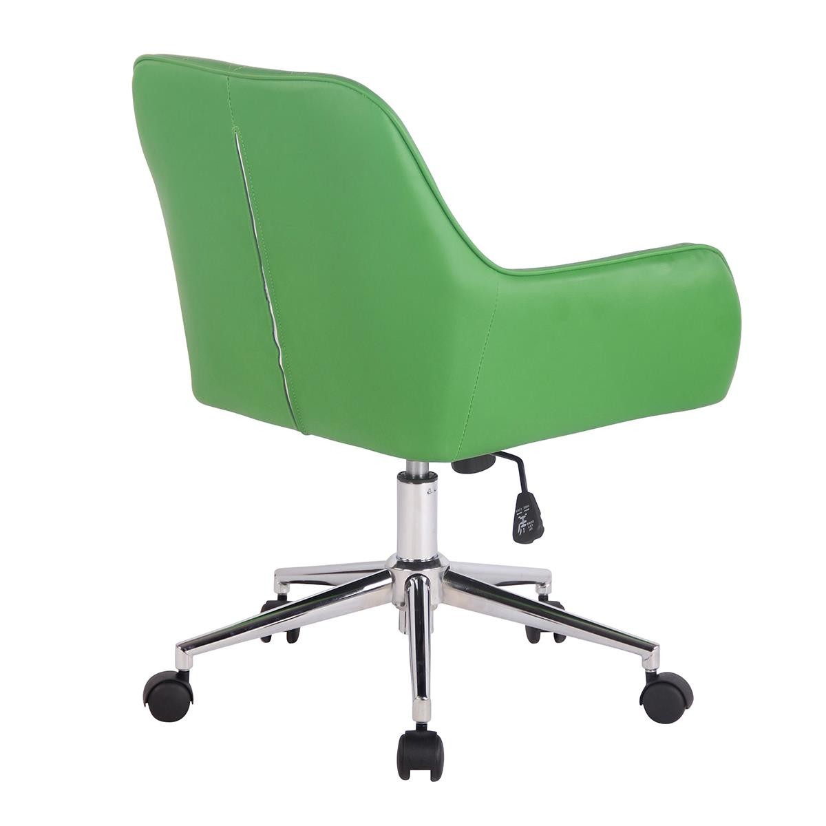 Silla de Oficina DARRY, Estructura Metálica, en Piel con Costuras, Negro