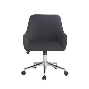 Silla de Oficina DARRY, en Piel con Costuras, Negro